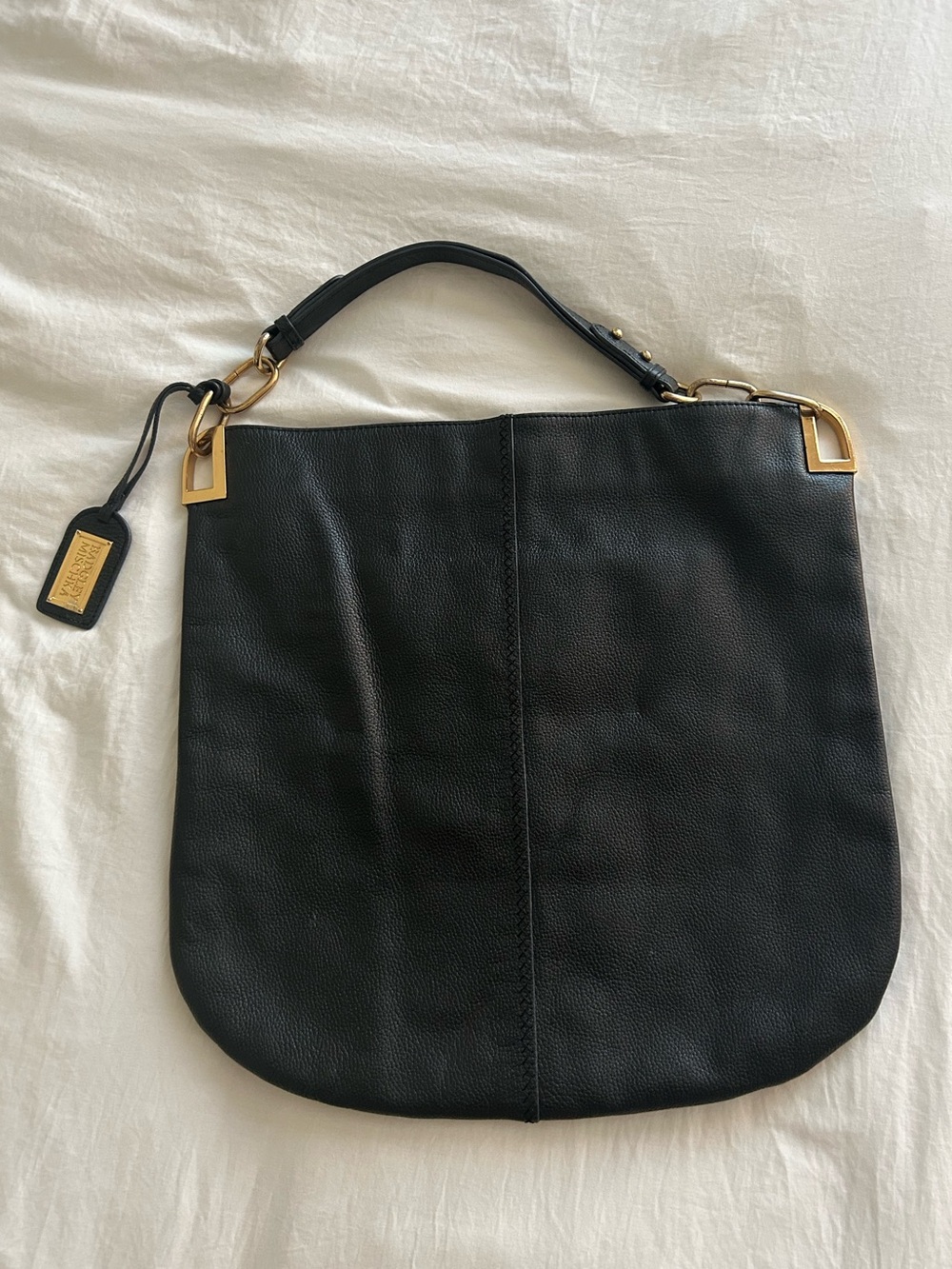 Badgley Mischka Leather Hobo Shoulder Bag with Gold Hardware